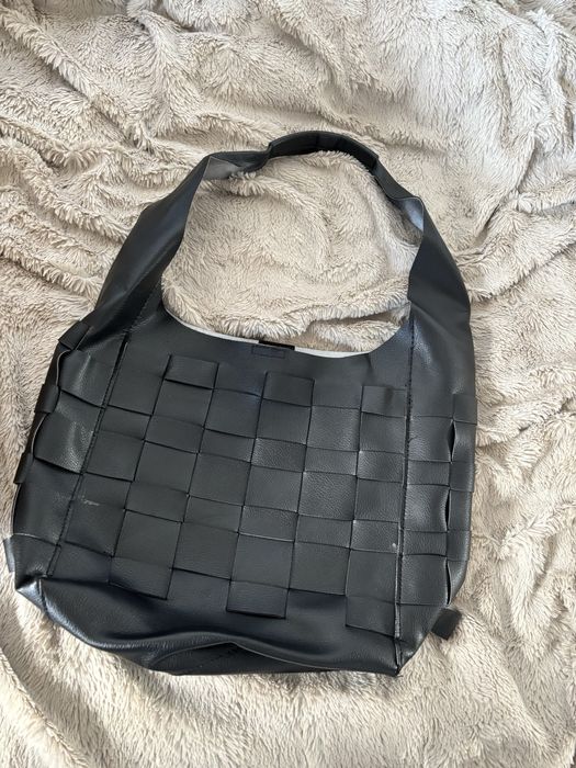 Czarna torebka torba worek hobo shopper zakupowa na zakupy duża