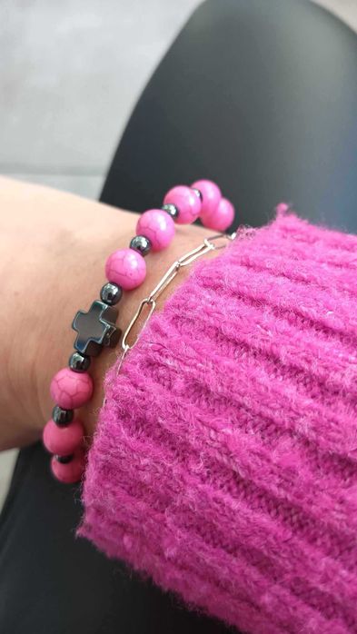 Różaniec na rękę z kamieni,bransoletka, prezent święta,komunia,dziesią