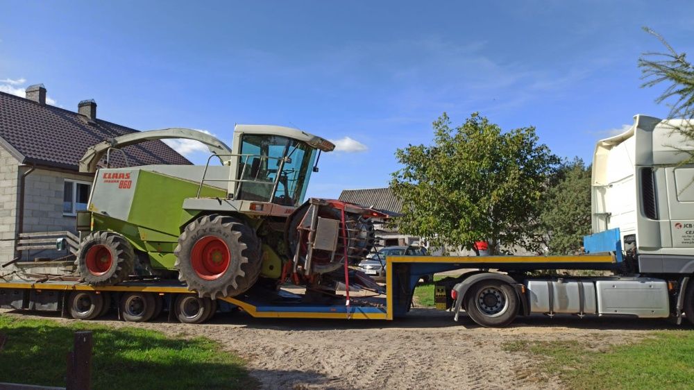 Wynajem naczepy niskopodwoziowej transport ciągników siodłowych maszyn