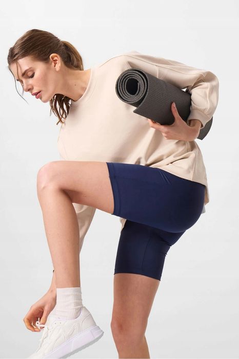 Gładkie legginsy damskie na rower w kolorze granatowym xl 5ia