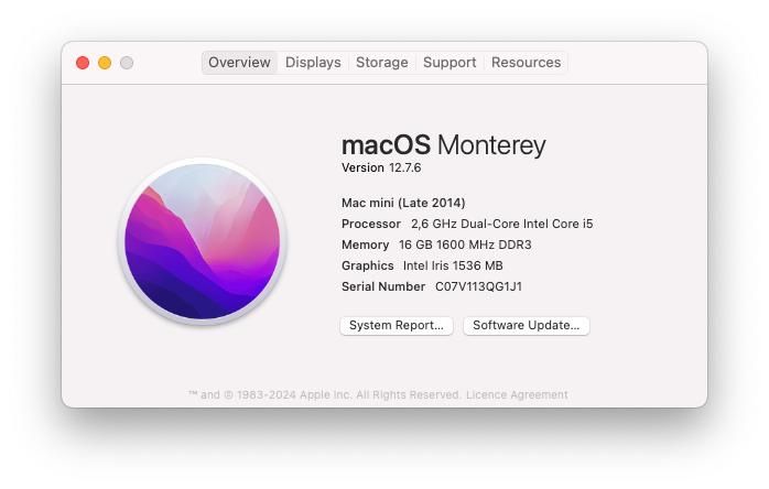 Apple Mac mini Late 2014 i5 2.6GHz / 16GB RAM / SSD 250GB / macOS Sonoma