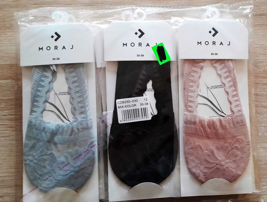 Zestaw 12 par skarpetek MORAJ stopki koronkowe NOWE (Rozmiar 35-38)