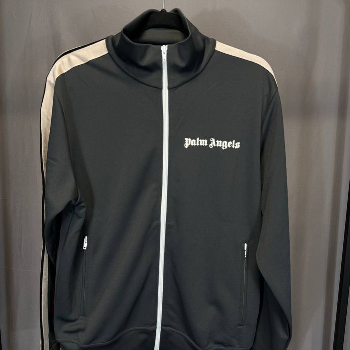 Palm Angels Track Zip Hoodie Dark Grey