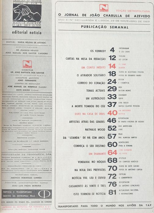 Revista NOTÍCIA 1969 Luanda