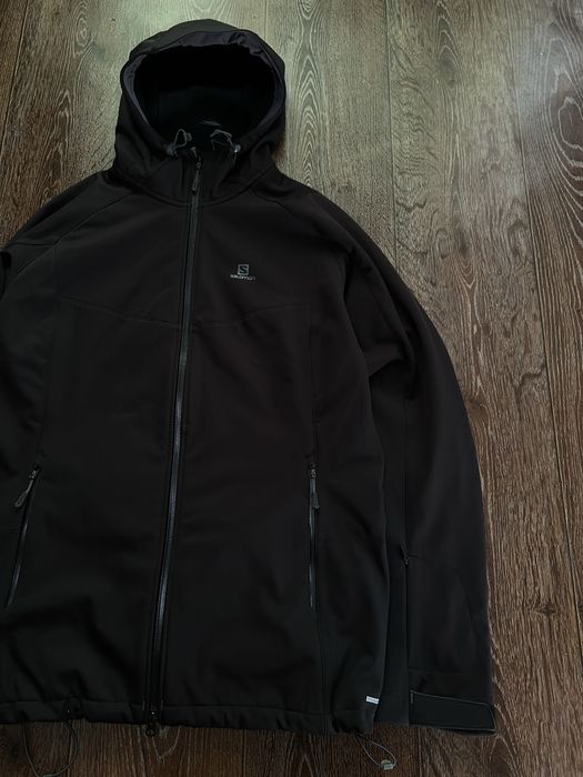 Чоловіча горнолижна куртка Salomon Softshell (Софтшелл) з капюшоном, чорна