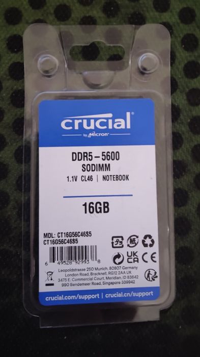 Crucial SO-DIMM DDR5 5600MHz 16Gb Новий