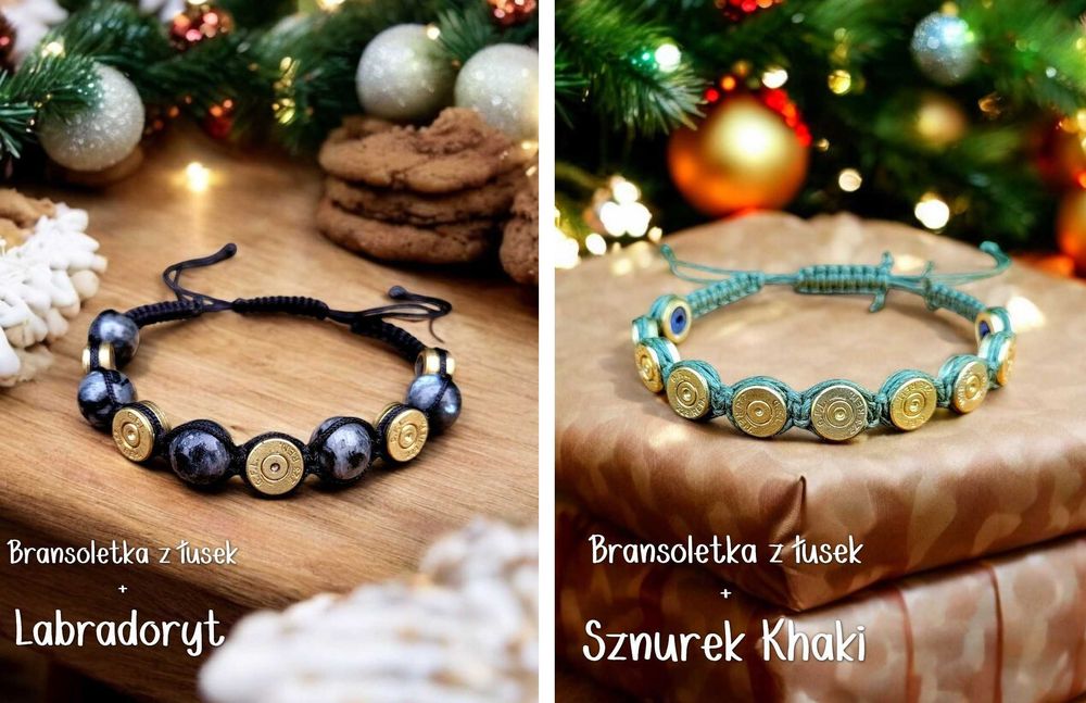 Własnoręcznie wykonana bransoletka łowiecka myśliwska z łusek Handmade