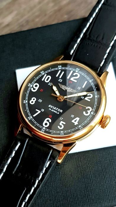 Годинник Aviator Miltary Cal. Raketa 2609.НА Made in USSR  Gold Silver