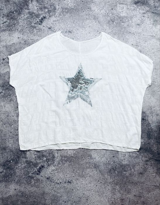 Женская итальянская белая футболка блуза oversize оверсайз