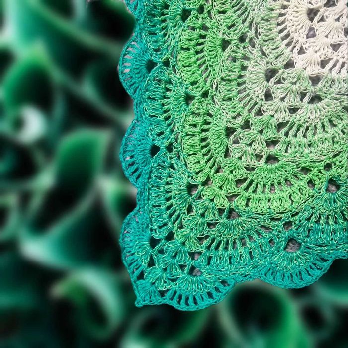 Piękna Ażurowa CHUSTA XXL Szal Ombre_Rękodzieło, Handmade