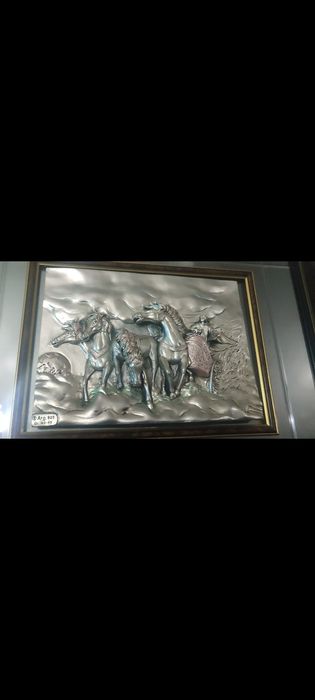 Quadro com espelho e prata de lei