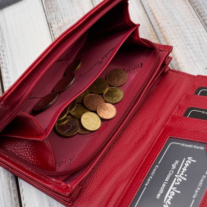 skórzany czerwony lakierowany portfel damski sp-16-rd