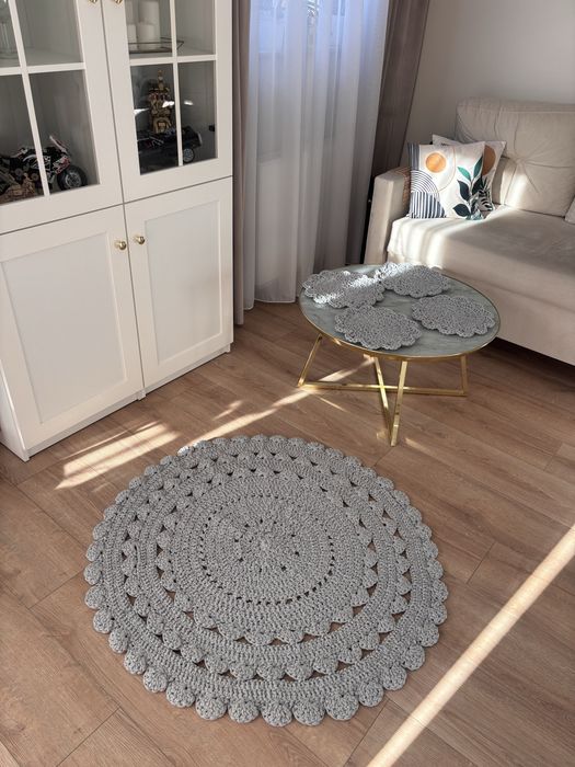 Handmade dywan + 4 podkladki na stół komplet
