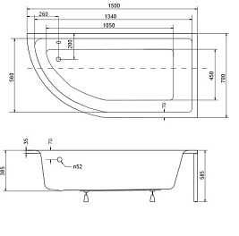 Wanna narożna prawa Besco praktika 150x70