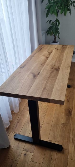 Biurko dębowe na elektrycznym stelażu 140x60, nowe