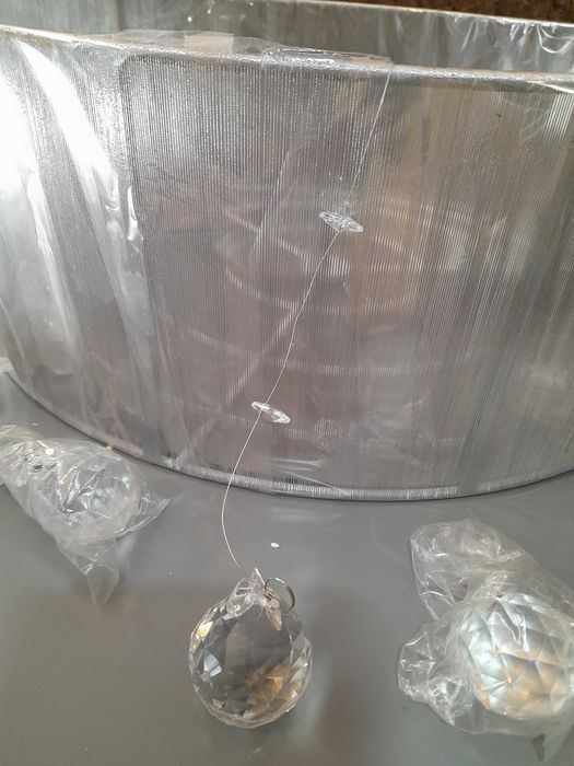 Candeeiro redondo de teto 50cm diâmetro prateado e espelhado Novo em caixa