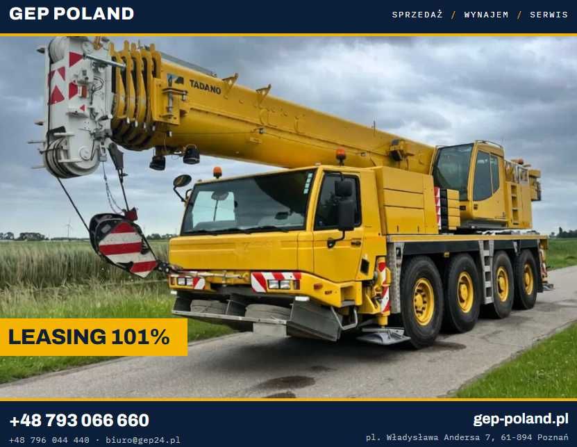 Żuraw samojezdny Tadano ATF 70G-4 | 2015 | 70 t | wysięg 52,1 m | przygotowanie pod JIB hydrauliczny | mobilny