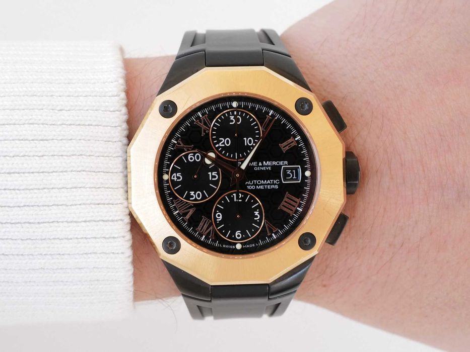 Baume & Mercier Riviera Automatic Chronograph 18K Rose Gold Bezel 43mm