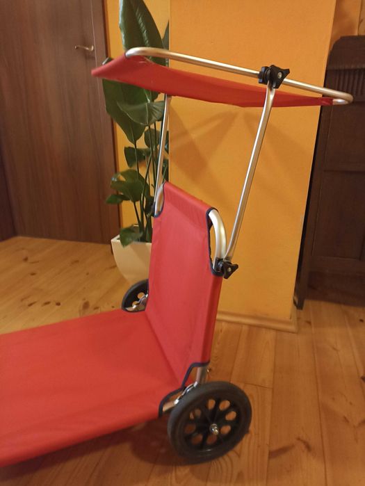 Składany leżak plażowy czerwony