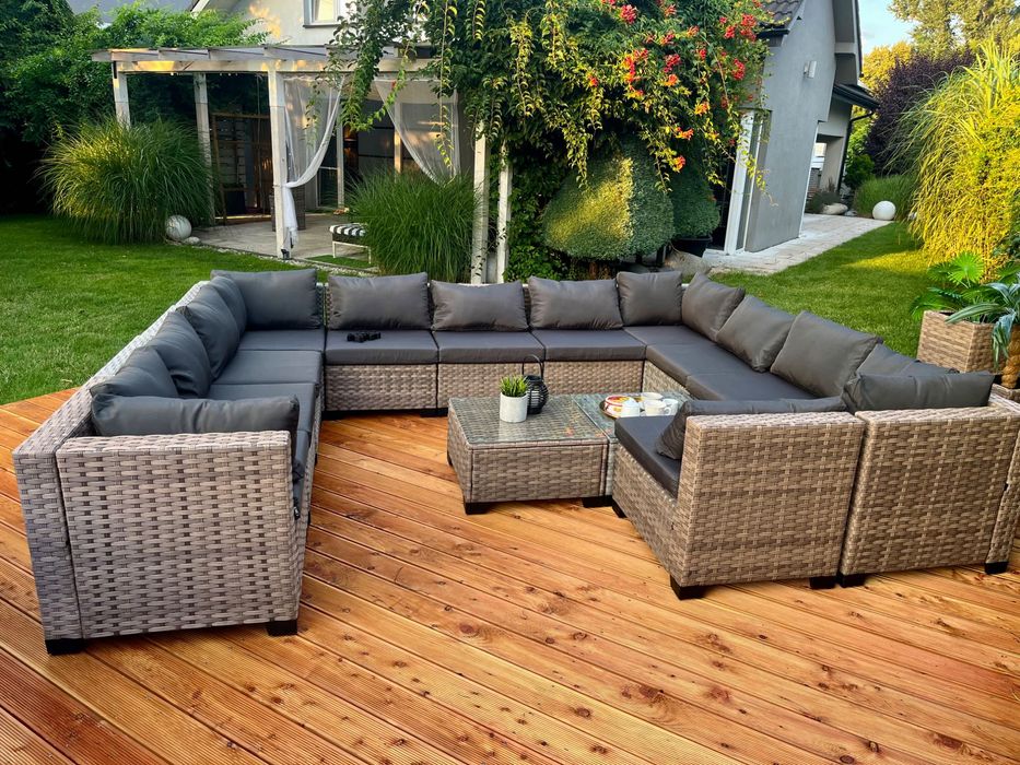 zestaw Palermo XXL technorattan wielki narożnik sofa pufa 2 kolory