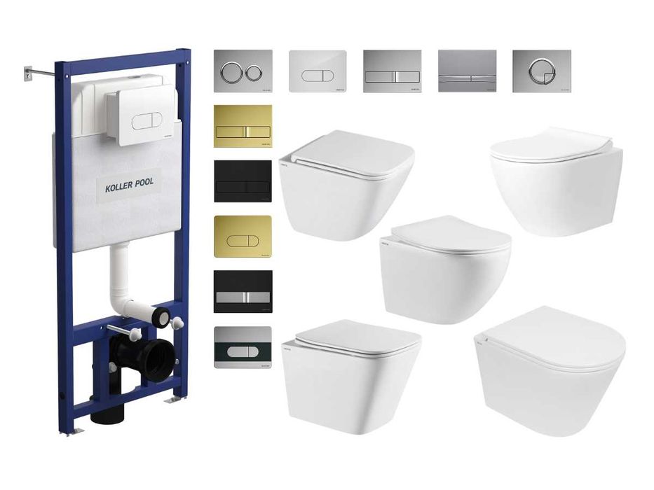 Акція! Комплект: Інсталяція Koller Pool + безобідковий унітаз + кнопка