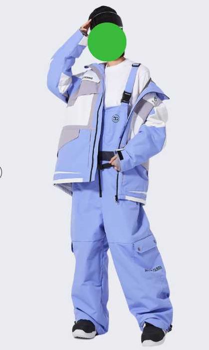 Dwuczęściowy strój snowboardowy, kurtka+spodnie, szerokie, młodzieżowe
