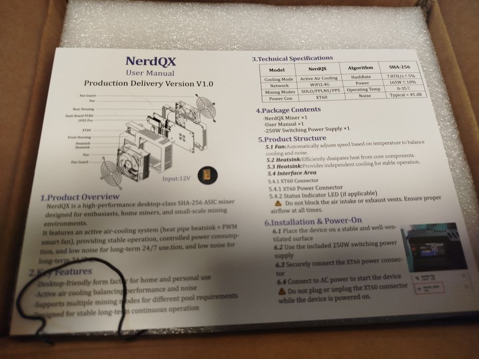 Соломайнер лотерея  асік NerdQX 8TH/s Bitcoin Miner 150вт
