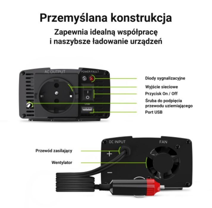 Автомобільний інвертор Green Cell потужністю 150 Вт