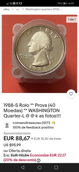 Moedas de dollars 1988 S