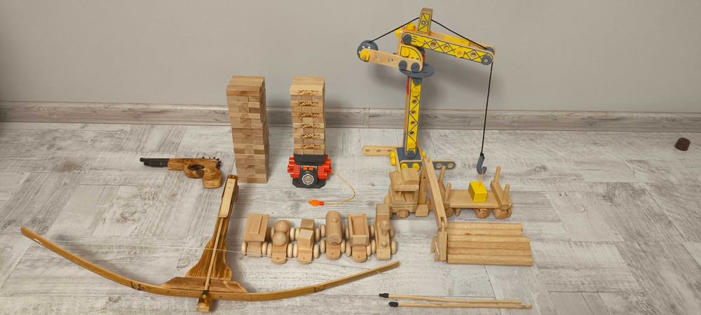 Drewniany zestaw Jenga, Jenga BOOM, Ciężarówka, Pociąg, Dźwig i inne.