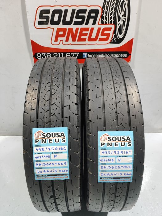 2 pneus semi novos 195-75R16C Bridgestone - Oferta dos Portes
