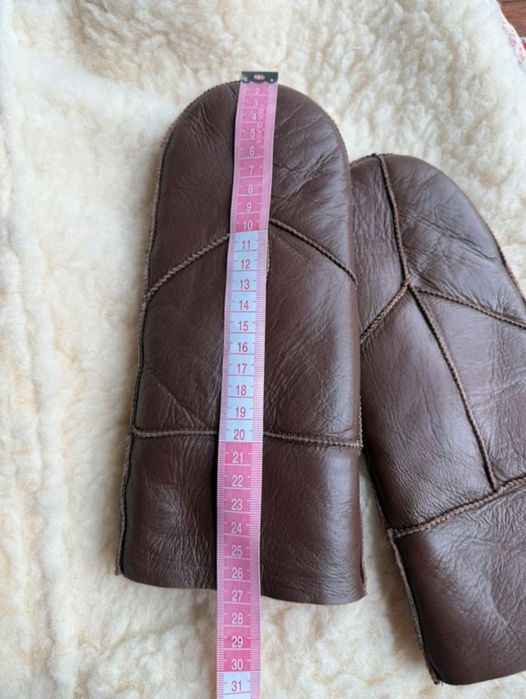 Skórzane rękawiczki wełniane skóra czekoladowe kawowe Harssidanzar XL