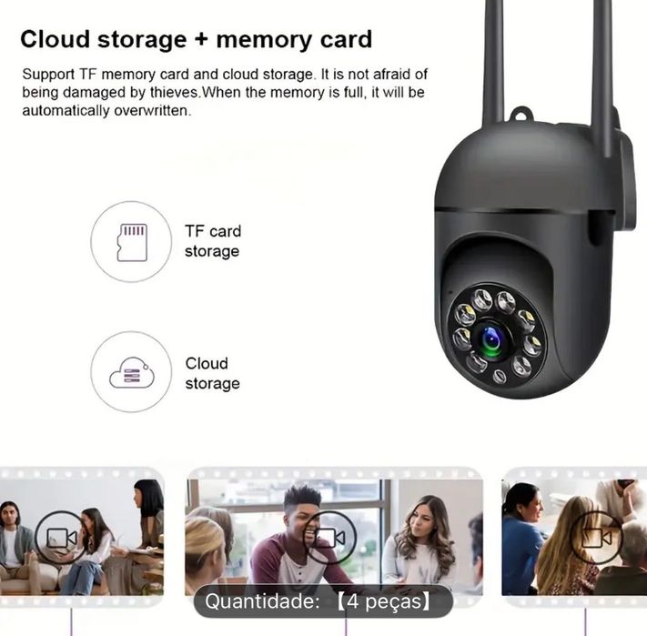 2 Câmeras Wi-Fi sem fios 2.4Gz, Câmera inteligente