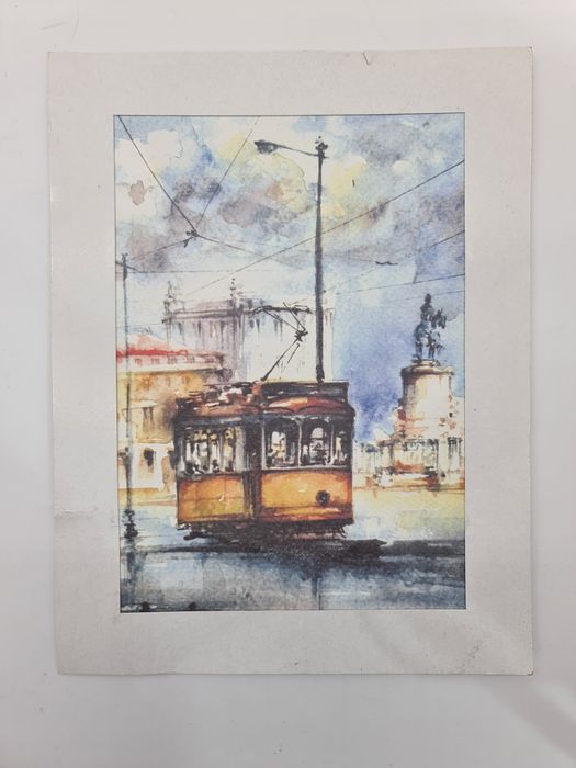 Watercolor Print of Lisbon's Tram No. 28