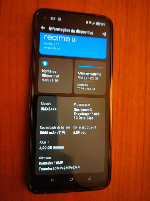 smartphone Realme 9 5G (50MP, 128GB, 5000mAh)