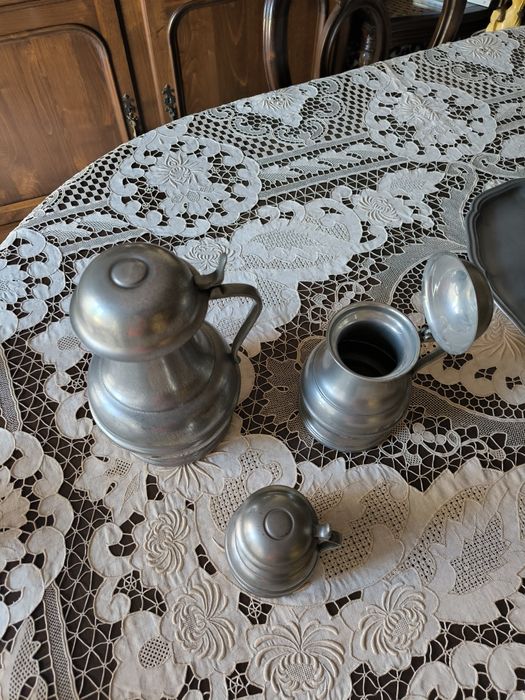 Conjunto de 3 jarros canecas em estanho 99%