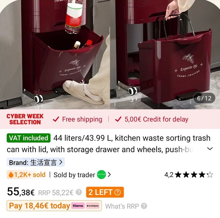 Caixote de arrumação ou lixo