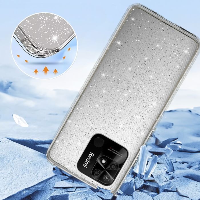 Crystal Glitter Case do Xiaomi Redmi 10C Srebrny