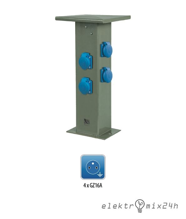 Słupek ogrodowy sterowany pilotem do 180 metrów, gniazda 4x16A 230V