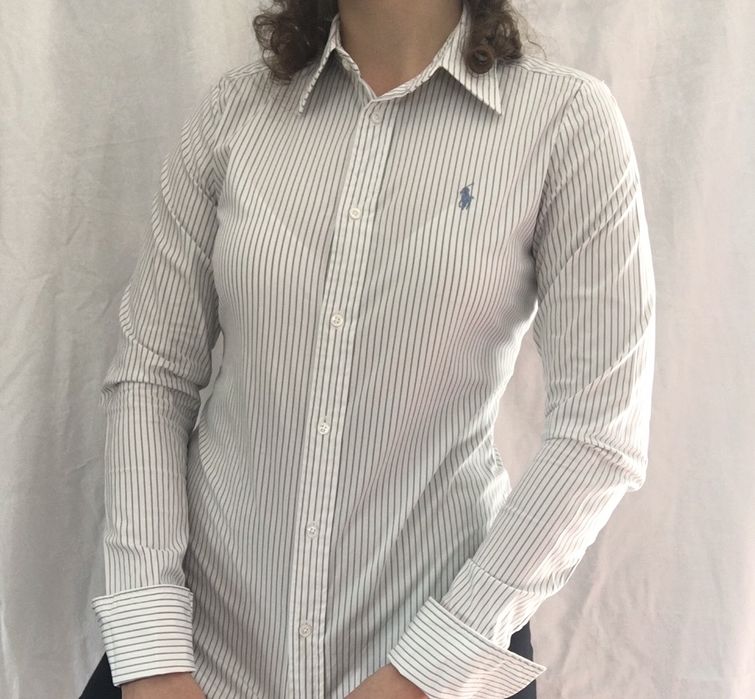 boska nowa koszula Ralph Lauren biala w paski niebieskie M 38