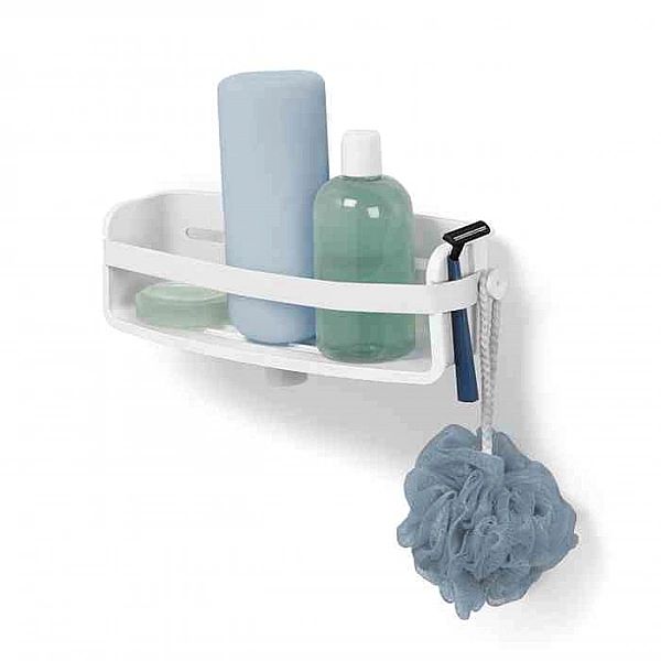 Półka pod prysznic biała, Flex Gel-lock / Umbra