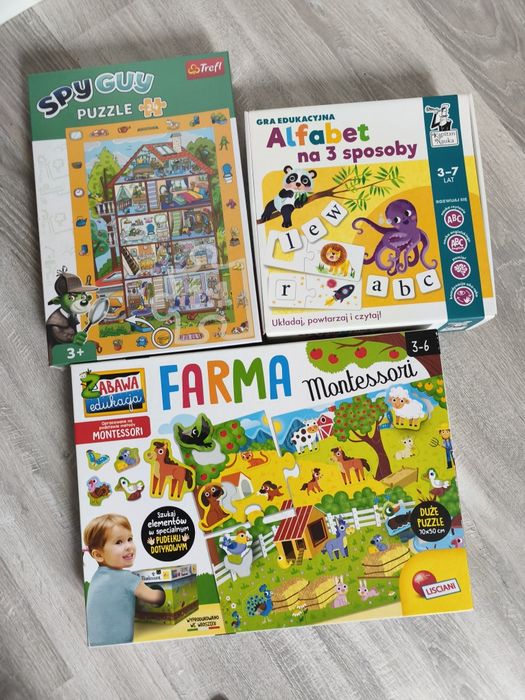 Zestaw gier Farma montessori, alfabet na 3 sposoby, spy guy