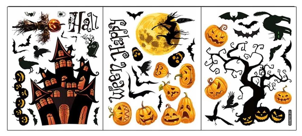 naklejki ścienne, dekoracja na Halloween, nietoperze czaszki