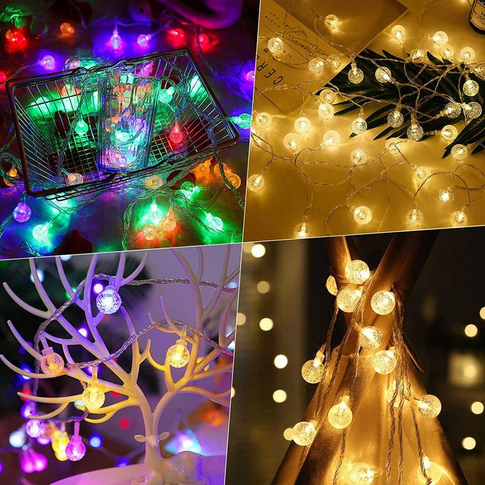 Cortina de luzes LED com bateria e USB, interiores e exteriores