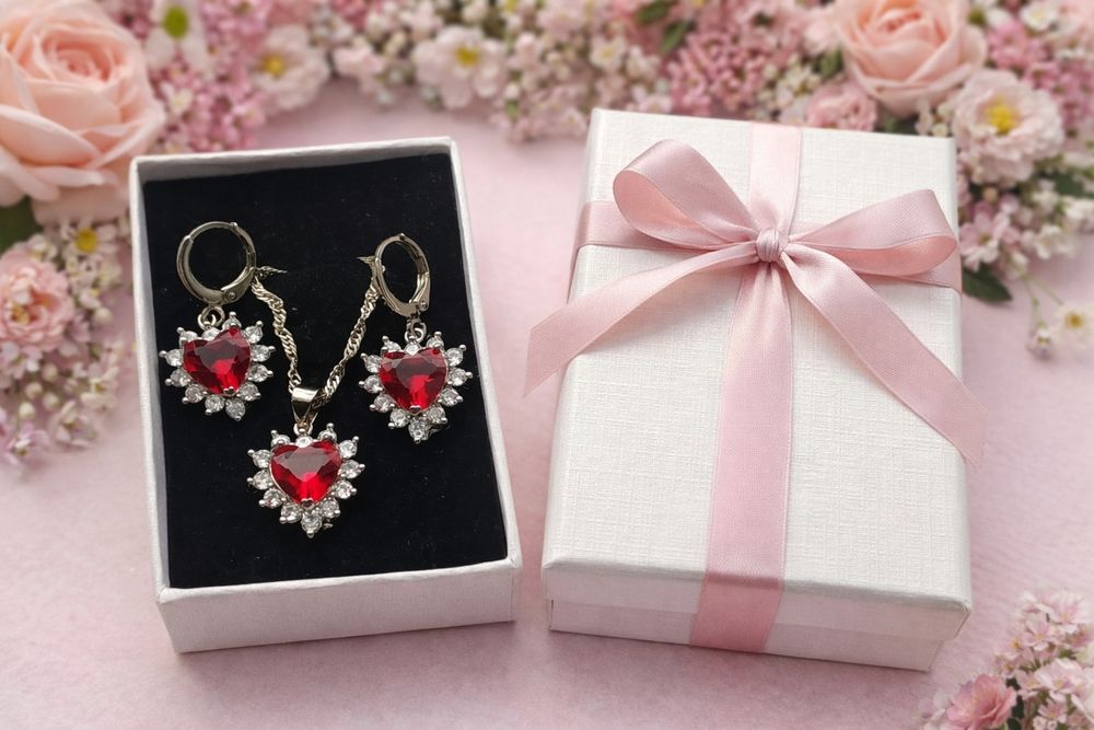 Набір прикрас — сережки + цепочка з підвіскою