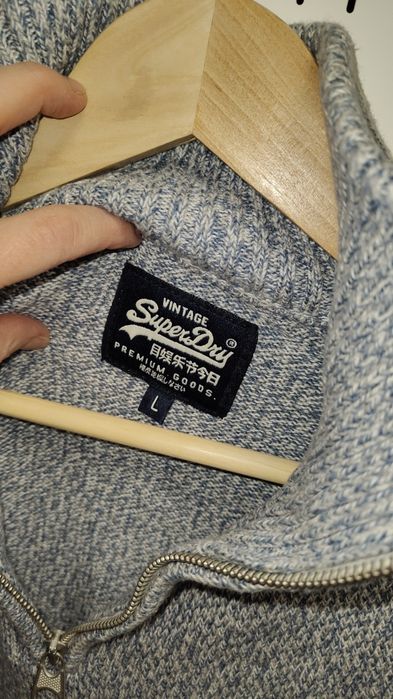 Sweter Superdry r. L stójka niebieski