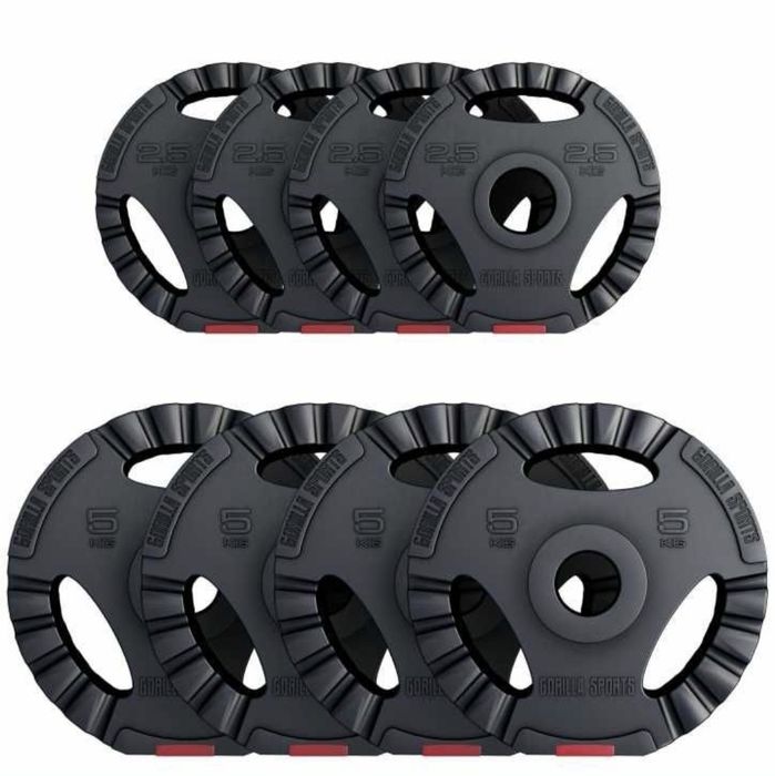 Zestaw 4x 5 kg, 4x 2.5 kg obciążęnia bitumiczne olimpijskie 50mm