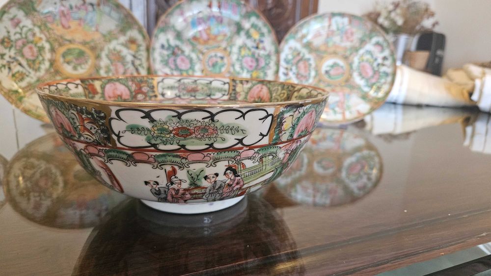 Coleção de porcelana chinesa, decoração mandarim