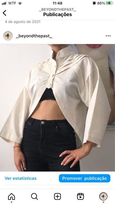 Camisa de linho curta à frente