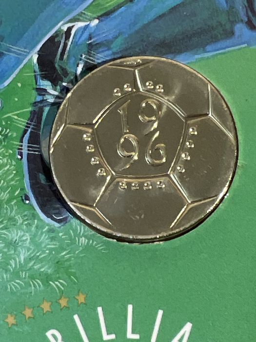 Moeda £2 Royal Mint 1996 Euro 96 Football BU (Brilliant Uncirculated) + Folheto
